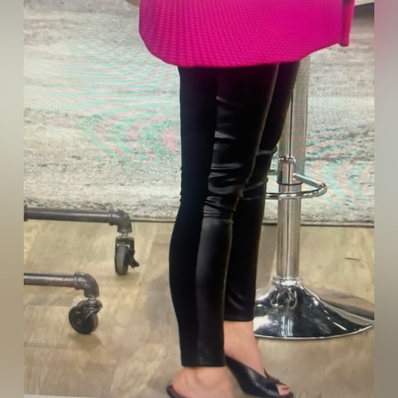 Ponte Slim Pant with Faux Leather Front - Picture 1 of 13